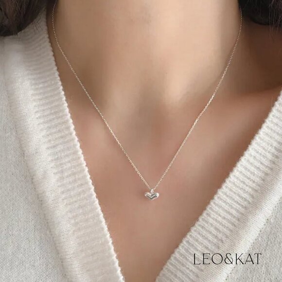 Heart Pendant Necklace in gold and Silver. 925 Sterling Silver. #1118 - Picture 2 of 6